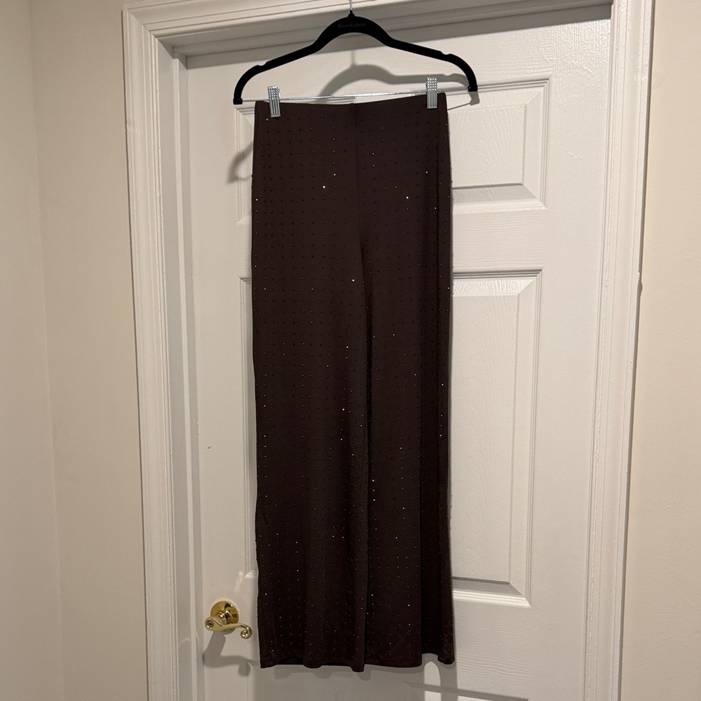 H&M Rhinestone Brown Wide-Leg Pants
